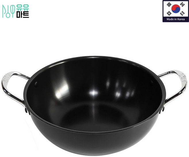 유유마트 국산 가벼운 경질 매운탕 해물탕 찌개 냄비 양수 24 26 28 30 32 34, 24cm(뚜껑X), 1개, 블랙
