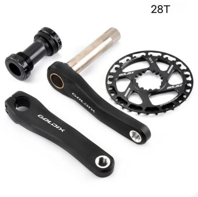 자전거 크랭크암 고강도 업그레이드 GOLDIX 크랭크 셋 28T-38T Shimano SRAM110mm127mm140mm150mm155mm160mm MTB 키드 용 체인 링, 48)Crank BB 28T, 1개