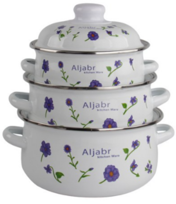 AIRASI 법랑 레트로 꽃무늬 냄비세트 가벼운 예쁜 빈티지 플라워 유럽식 샤브 3종, U