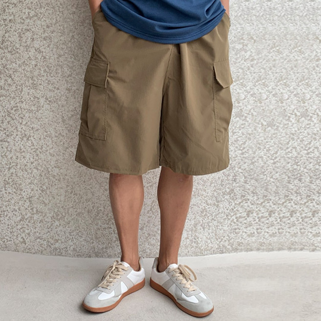 베럴댄나우 립스탑 와이드 카고 반바지 스윔팬츠 방수가능