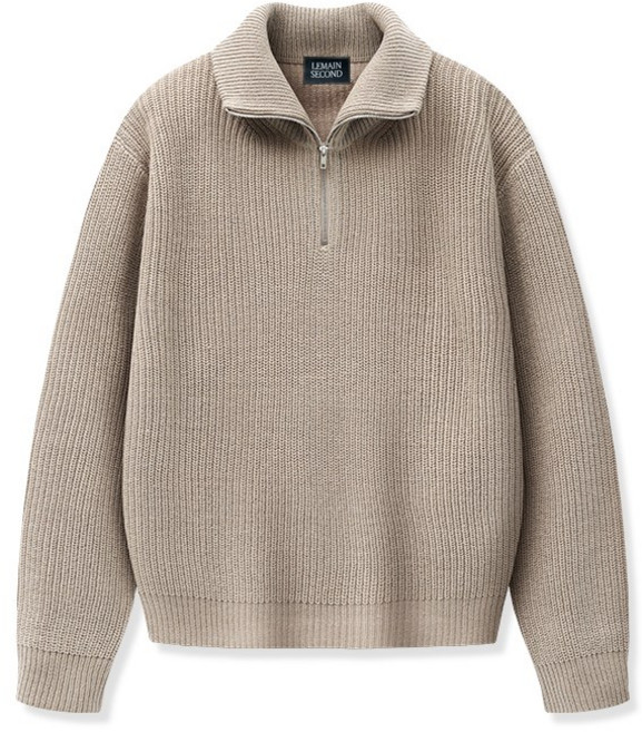 남녀공용 고급 워셔블 프리미엄 베이직 오버핏 하찌 반집업 카라 니트 [1825]