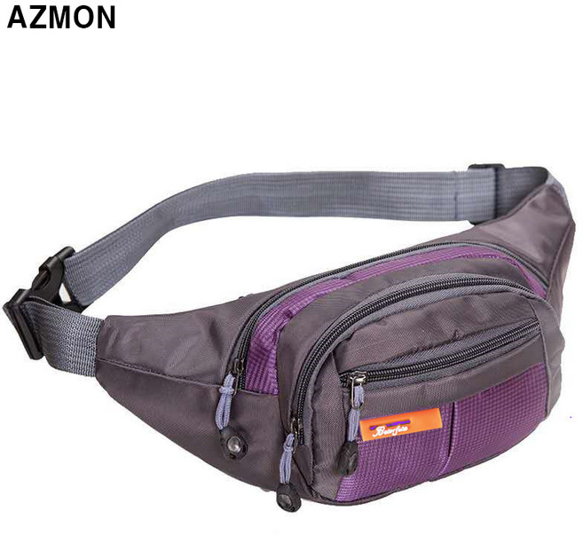 AZMON 멀티 포켓 미니 힙색가방 다용도 방수 크로스백 35cm x 14cm x 15cm 남여공용 2.5L, 퍼플, 1개