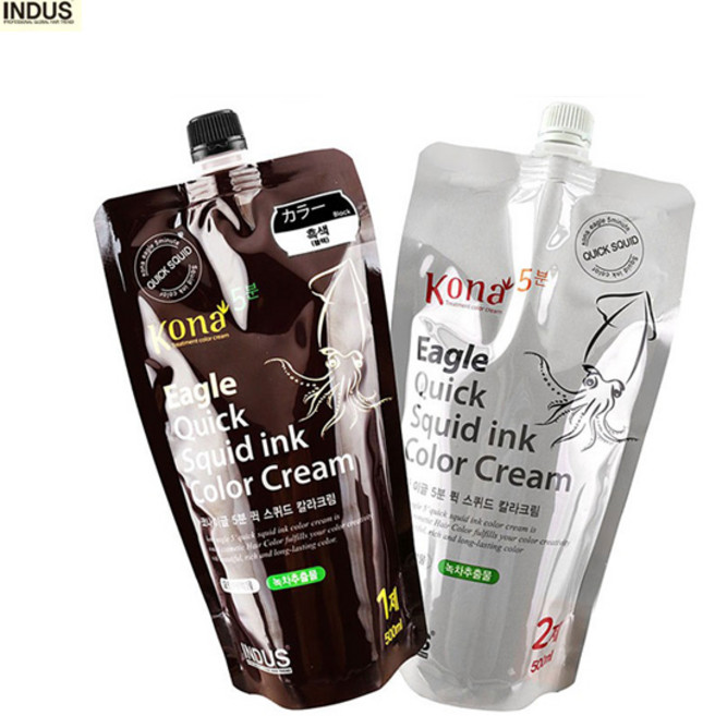 Kona 퀵 스퀴드 염색약 헤어칼라 염모제 오징어먹물 헤나 새치머리염색약 새치커버 새치염색약 흰머리염색약 손상모용 스퀴드잉크 헨나, 초코브라운