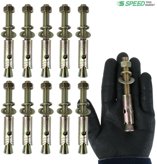 3/8 철 셋트앙카볼트 10mm 길이 100mm 10개 콘크리트 세트 앙카, 1개