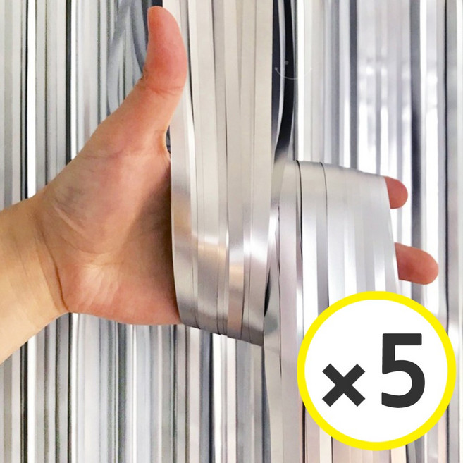 생일파티 용품 파티커튼 42컬러 홀로그램/새틴 무광/파스텔/샤이니 포토존 소품 은박 수술 가랜드 커튼 [에브리띵스마일], 새틴 실버, 5개