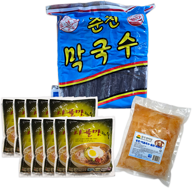 맛있는 참설악 사골 물막국수 세트 / 막국수 1개 +사골육수 10봉 +냉면무 1개, 1세트, 5.8kg