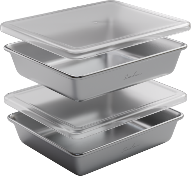 심담 304 스텐 밧드 대형 무연마 트레이 뚜껑, 1세트, 밧드 + 뚜껑 (2P)