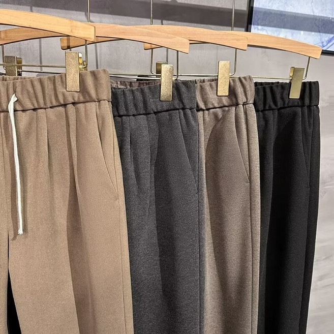 기모 캐주얼 팬츠 남 가을 겨울 일자 팬츠 와이드 맨투맨 순색 와이드핏 트레이닝 팬츠 도톰한 팬츠