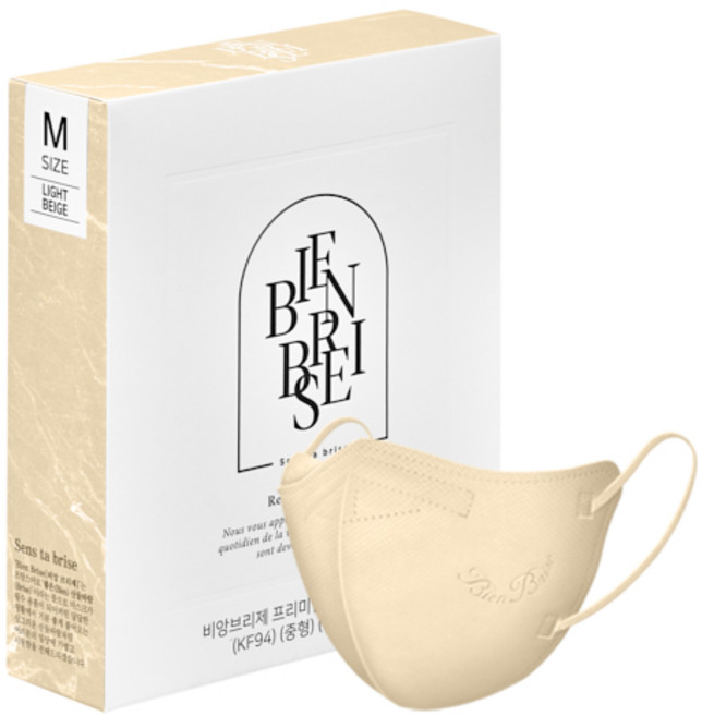 비앙브리제 프리미엄 에어슬림 마스크 중형 KF94, 10개입, 4개, 라이트 베이지