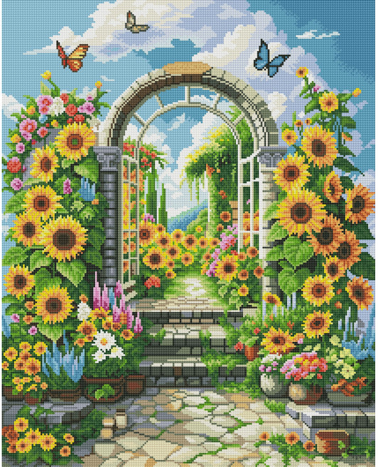 호우맘 액자 캔버스형 보석십자수 DIY 키트 60 x 75 cm, 1개, HM-09 해바라기정원