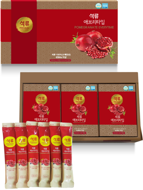 별빛농부 착즙 석류즙 100% 석류애브리타임 석류즙 석류스틱 농축액 원액 엄마 갱년기 추석 명절 선물, 600ml, 3박스