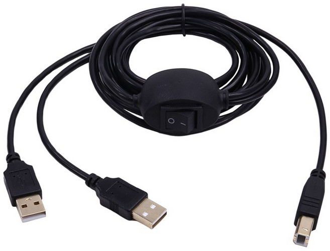 2In 1 프린터 케이블 USB A-B 남성-남성 Hp Canon 용 삼성 분배기 두 대의 컴퓨터, 01 Black A