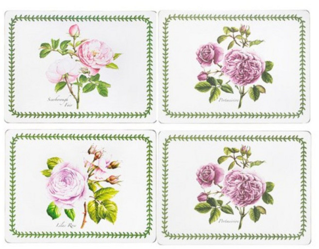 포트메리온 보타닉가든 테이블매트 로즈 4종 세트, 혼합색상, 40.1X29.8, 1세트