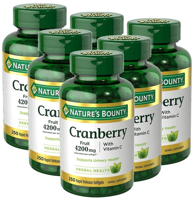 네이처스 바운티 크랜베리 4200mg 위드 비타민C 소프트젤 Nature's Bounty Cranberry with Vitamin C, 6개, 250정 - 쿠팡