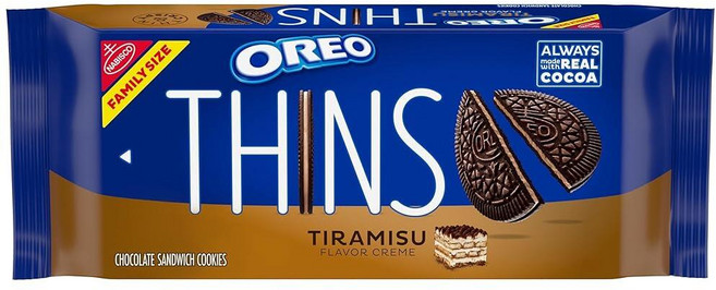 OREO Thins 티라미수 크림 초콜릿 샌드위치 쿠키 패밀리 사이즈 334g(11.5온스)