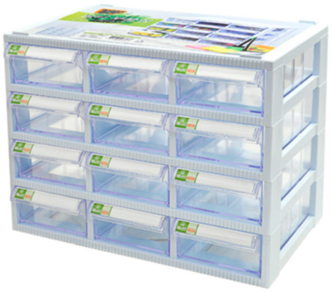 [알파] 멀티부품함 DS-507 385x240x300mm 고정형 12단 백색