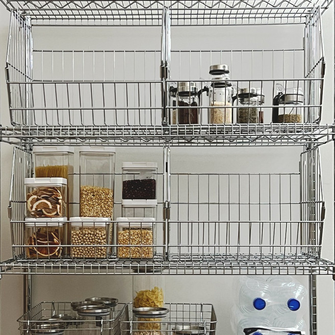 에브리윅 와이어 바스켓 적층 연결형 특대, 1개, 실버