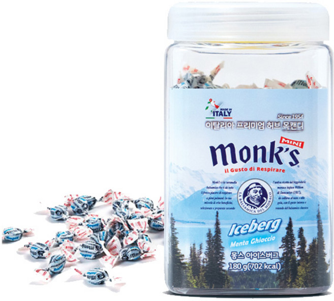 [몽스] 아이스버그 목캔디 180g 허브캔디 민트사탕 미니사탕 멘톨 유칼립투스, 1개