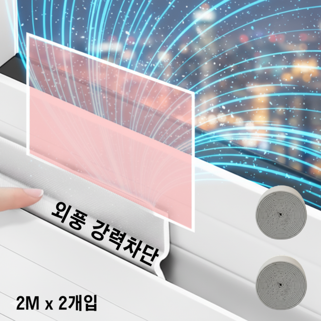 방문 틈새막이 문풍지 하단 문틈 바람막이 방음 2p, 1세트