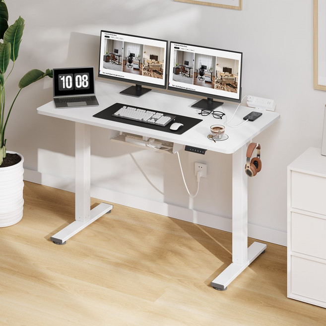 FlexiSpot 전동 모션데스크 EF1H 높낮이조절책상 높이735~1180mm A/S 5년 올바른 자세 스탠딩 데스크 컴퓨터책상 학생책상, 1000화이트