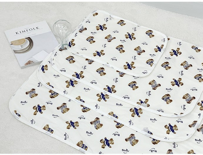 마이드 면소재 생리 안심 다용도 방수 패드, 곰돌이