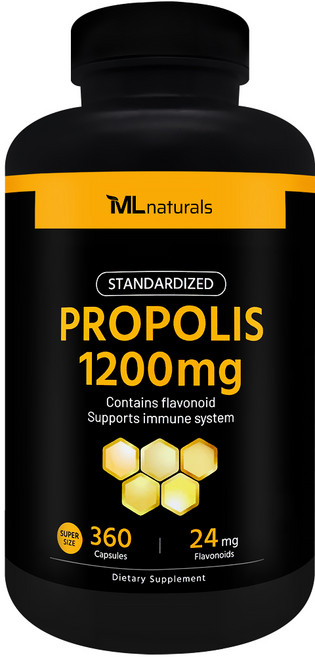 [미국빠른직구] 신제품 마이라이프 내추럴스 표준화된 프로폴리스 1200mg (플라보노이드 24mg) (수퍼사이즈), 360정, 1개