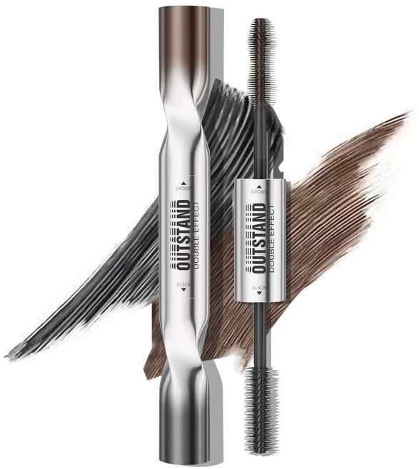 롱앤컬 듀얼 컬러 마스카라 - 자연스러운 볼륨과 길이 강화, 2개, 블랙 + 브라운