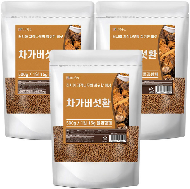 건강중심 러시아 차가버섯 환, 3개, 500g