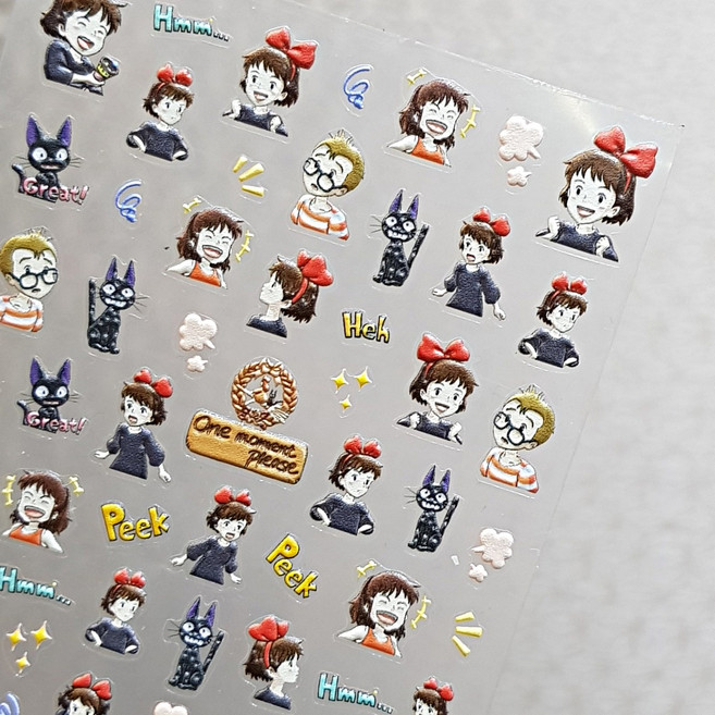 텐서 캐릭터 네일스티커 2종 / 짱구 키키 / 폰꾸 다꾸, 마녀배달부 키키, 1개