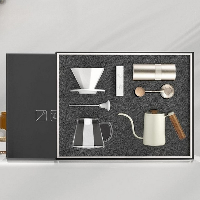 머신 포트 선물 홈카페 핸드드립 커피 세트, 미색 핸드 드립 세트, 1개