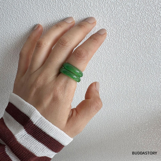 비취 옥 쌍 가락지 천연 원석 반지