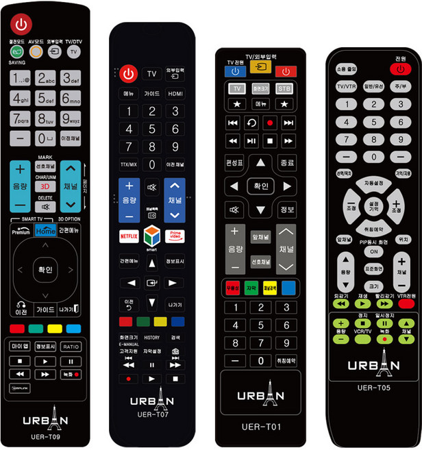 어반일렉트로닉스 TV 만능리모컨 전용리모컨 삼성 LG BTV KT U플러스 셋톱박스 호환, 1개