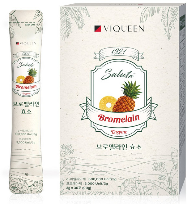 바이퀸 브로멜라인 파인애플 효소 분말 30p, 1개, 90g
