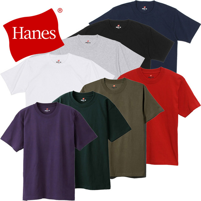 헤인즈 비피 반팔 티셔츠 H5180 크루넥 BEEFY-T Hanes 반소매 t 헤비 웨이트 두꺼운 맨즈 레이디스 유니섹스 컷소우 선물