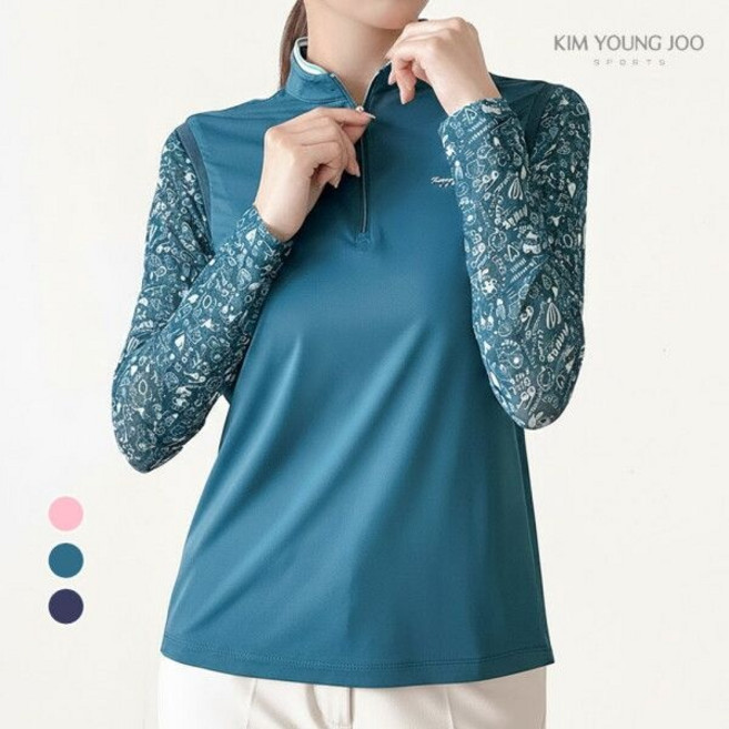 [백화점출고] [김영주스포츠] [김영주 스포츠] 여성 메쉬소매스판티셔츠 KRWT8037 봄 여름 가을 골프 등산 산책 데일리 시스루 집