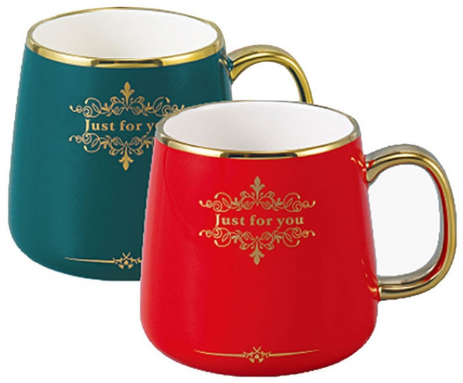 홈카페 도자기 머그컵 세트 2P 신혼 선물 예쁜 머그잔, 1세트, 혼합색상