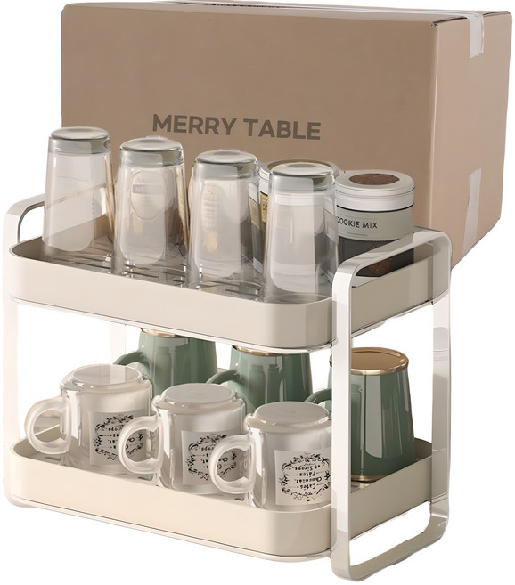 메리테이블 고급형 프리미엄 튼튼한 컵건조대, 2단, 펄화이트, 1개