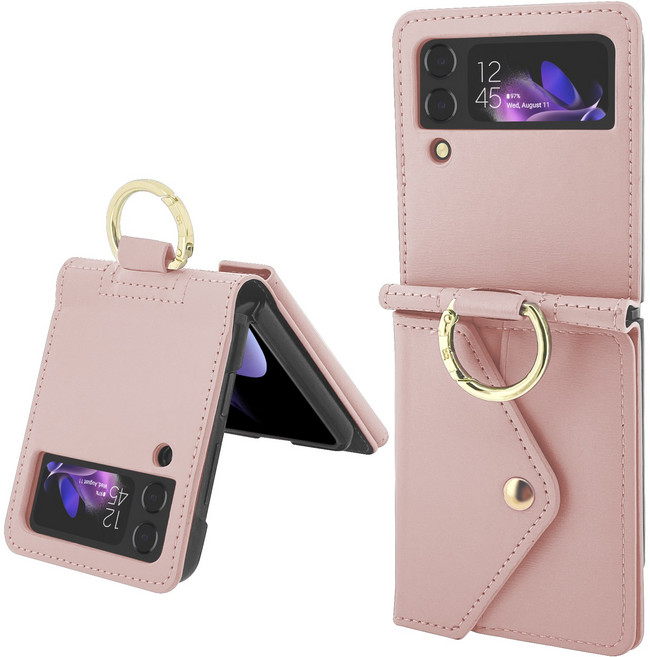 갤럭시 Z플립 엑씨 카드수납 가죽 링 키링 케이스