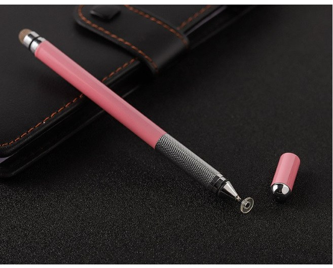 隆智 2合1電容觸控筆 圓盤+觸屏筆頭 手機平板通用 鋁合金筆身, 粉色, 1個