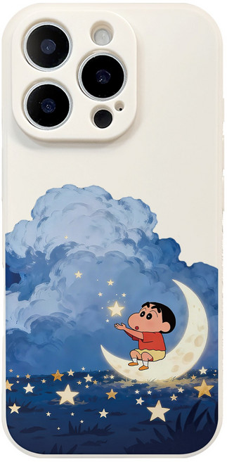 몽환적으로 달 위에 앉아 있는 짱구 아이폰 갤럭시 폰케이스