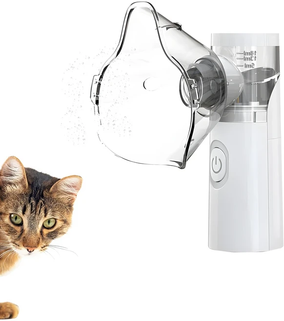 스마트 휴대용 가정용 반려동물 네뷸라이저 (고양이 & 강아지용) - 간편하게 사용하는 (호흡기 완화 및, 01 White