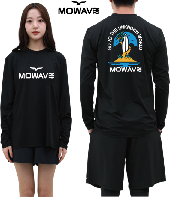 [국내제작]모와비 남여공용 루즈핏 커플 오버핏 수영복 체형커버 빅사이즈 비치웨어 서핑 아일랜드 래쉬가드