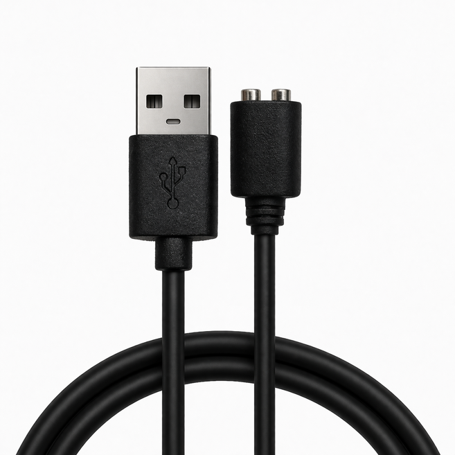 더스푸 마그네틱 2핀 충전 케이블 5mm, 1개, 블랙(black), 80cm