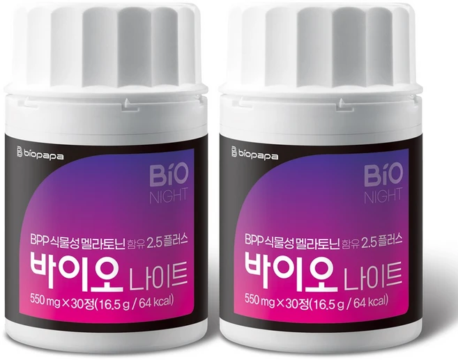 바이오파파 BPP 식물성 멜라토닌 함유 2.5 플러스 바이오 나이트, 2개, 30정 - 쿠팡