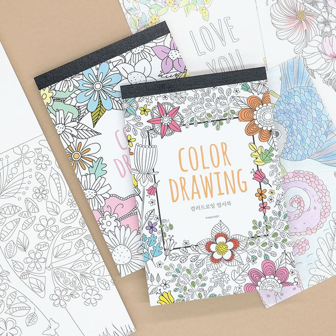 컬러드로잉 엽서북 2종 1세트, 1개, A4