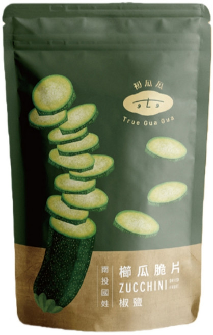 初瓜瓜 True Gua Gua 櫛瓜脆片 台灣在地櫛瓜 低溫油炸 無添加健康零食, 60g, 1個