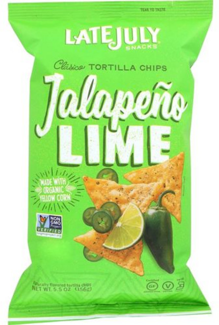 레이트 줄라이 스낵스 클라시코 할라피뇨 라임 토르티야 칩 155.9g 백 LATE JULY Snacks Clásico Jalapeño Lime Tortilla Chips 5.5, 5.5 온스(1팩), 1개