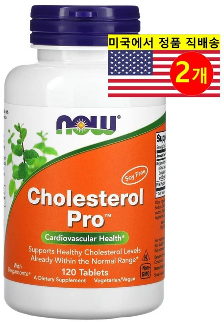 NOW Foods 콜레스테롤 프로 베르가못 열매 추출 500mg Cholesterol Pro 120정, 2개 - 쿠팡