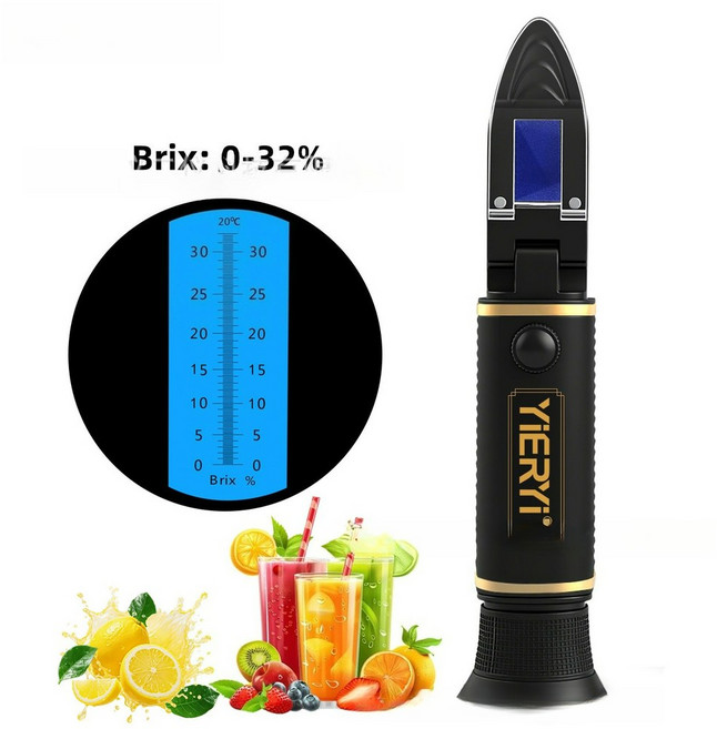 휴대용 굴절계 0-32% 당도 측정기 이중 스케일 1.000-1.120 맥아 주스 감지기 테스트 도구, 0-32 sugar meter