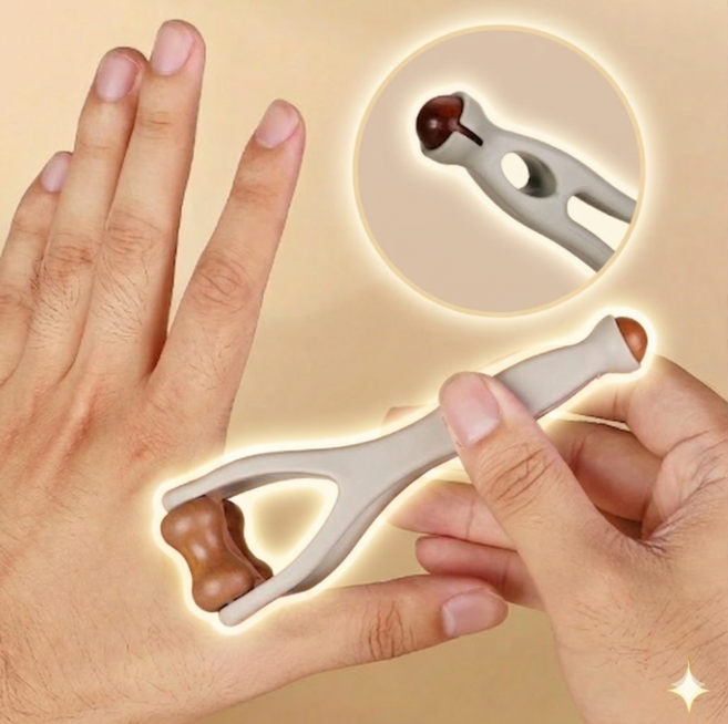 모노리 휴대용 손가락 혈자리 마사지기 관절 지압 피로완화, 브라운, 1개